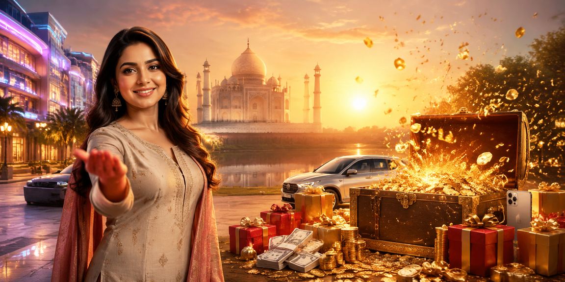 Illustration of login with casino lights in Agra Taj Mahal colours