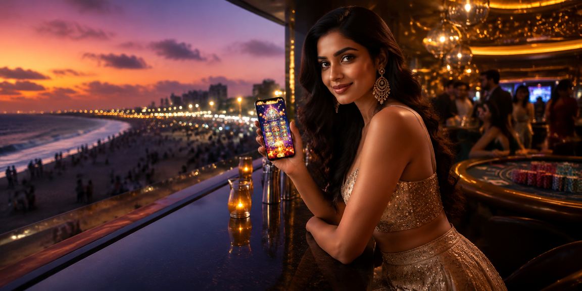 Mobile user browsing lottery and casino games near Chennai Marina Beach