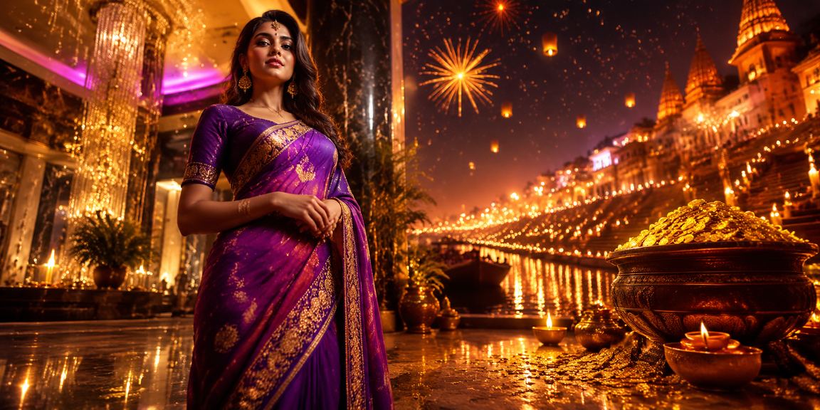 Night festive entertainment casino style at Varanasi ghat with 6168 branding